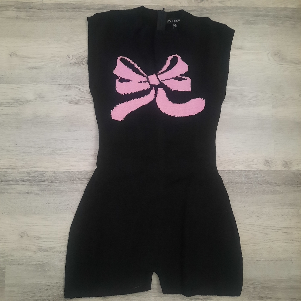Fashion Nova Sweater Bow Tie 🎀 Romper